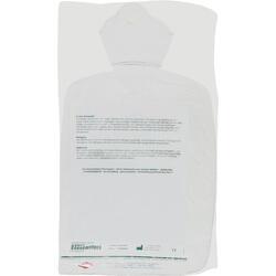 Eine weiße Wärmflasche mit einem aufgedruckten Text auf der Vorderseite.