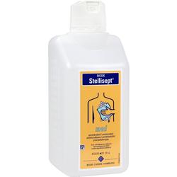 Weiße Flasche mit einem gelben Etikett für antimikrobielle Waschlotion Stellisept med.
